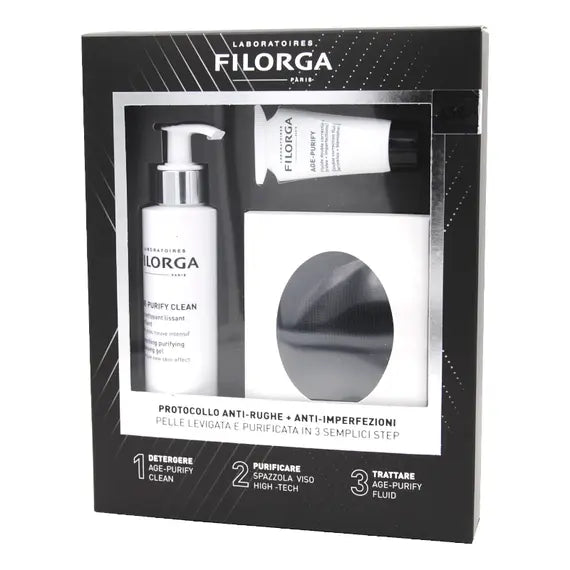 Filorga Age Purify Routine Anti Rughe Detergente 150ml + Fluido Correzione Rughe 15 Ml + Spazzola Viso Omaggio | Acquista Online su Farmaclick