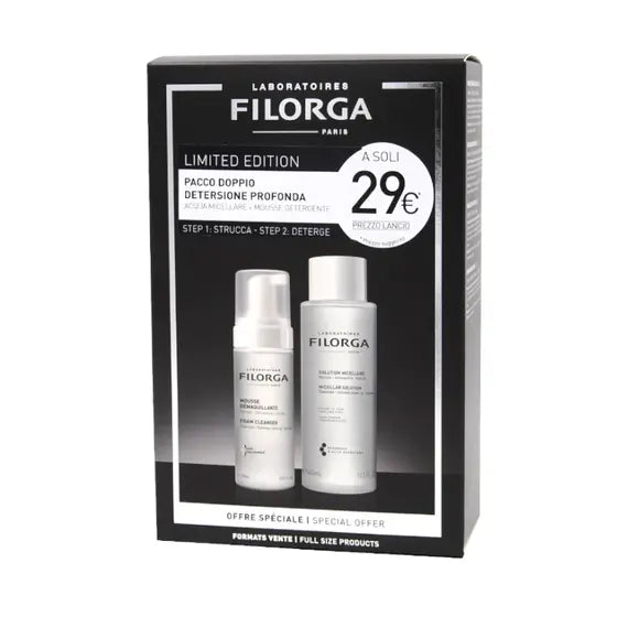 Filorga Limited Edition Pacco Doppio Detersione Profonda Acqua Micellare 400 Ml + Mousse Detergente 150 Ml | Acquista Online su Farmaclick
