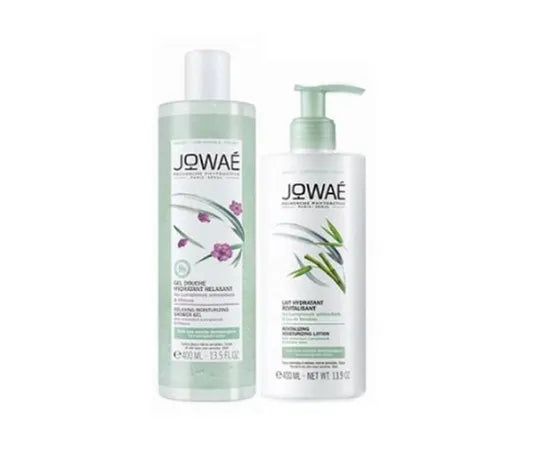 Jowae Feuchtigkeitsspendendes und Entspannendes Duschgel 400 ml + Revitalisierende Feuchtigkeitsmilch 400 ml
