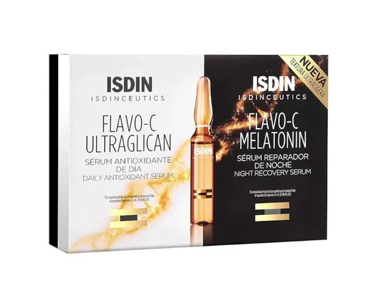 Isdin Isdinceutics Flavo C Ultraglican und Flavo C Melatonin Tages- und Nachtserum 10 + 10 Ampullen à 2 ml