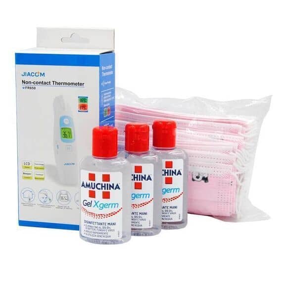 Kit Protettivo Bambina Mascherine Protettive Rosa per Bambina 50 Pz + Amuchina Gel Mani Igienizzante 80 Ml 3 Pz + Termoscanner Jiacom Termometro Scanner Senza Contatto 1 Pz | Acquista Online su Farmaclick