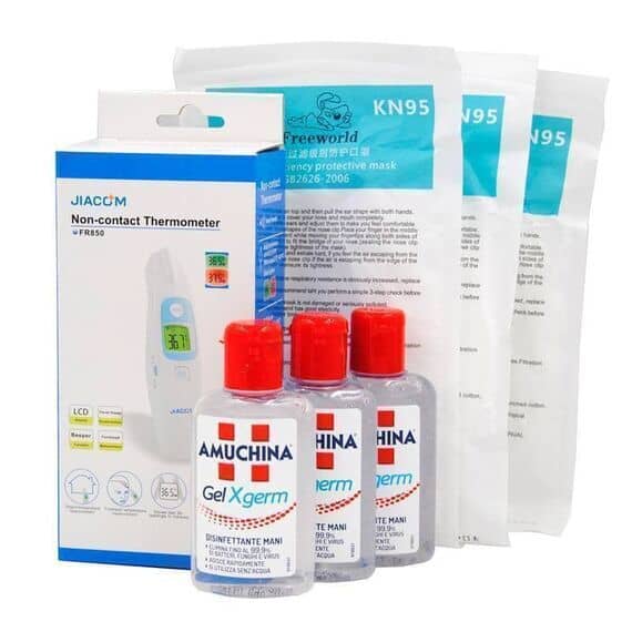 Kit Protettivo Adulti Mascherina Protettiva Tridimensionale Kn95 3 Pz + Amuchina Gel Mani Igienizzante 80 Ml 3 Pz + Termoscanner Jiacom Termometro Scanner Senza Contatto 1 Pz | Acquista Online su Farmaclick