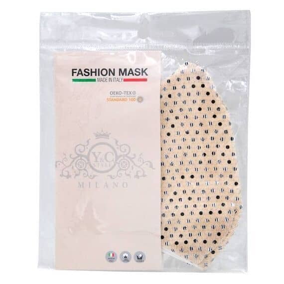 Mascherina Lavabile in Cotone Pois Beige Glitterata | Acquista Online su Farmaclick