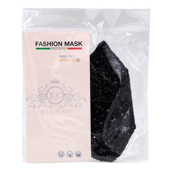 Mascherina Lavabile in Cotone Pois Neri Glitterata | Acquista Online su Farmaclick