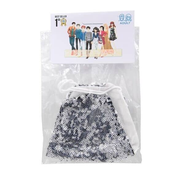 Kover Mask Mascherina Lavabile per Adulti con Paillettes Argento 1 Pz | Acquista Online su Farmaclick