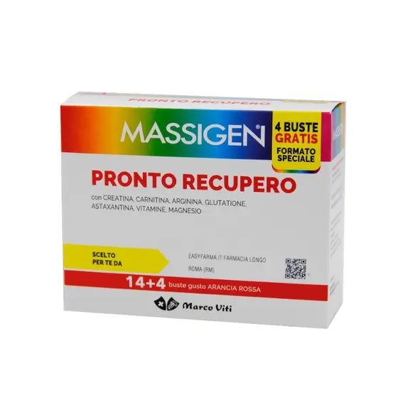 Massigen Pronto Recupero Integratore Alimentare Multivitaminico 14 + 4 Bustine Omaggio Gusto Arancia Rossa | Acquista Online su Farmaclick