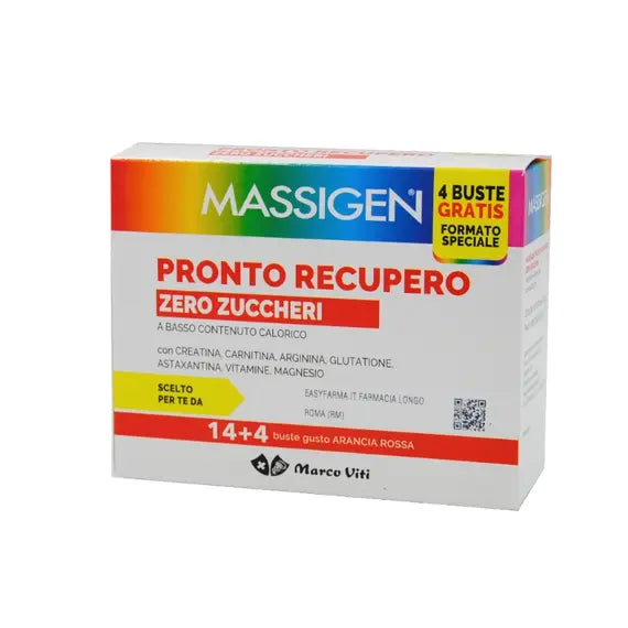 Massigen Pronto Recupero Zero Zuccheri 14 + 4 Bustine Monodose Gusto Arancia Rossa | Acquista Online su Farmaclick
