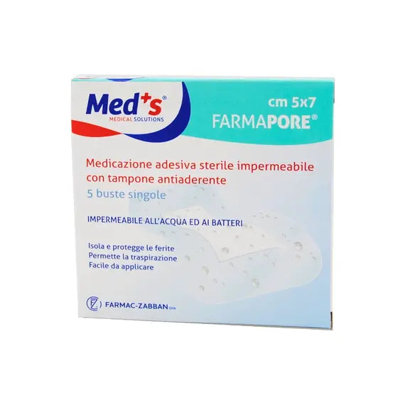 Med's Farmapore Medicazione Adesiva Sterile Impermeabile 5cm X 7cm | Acquista Online su Farmaclick