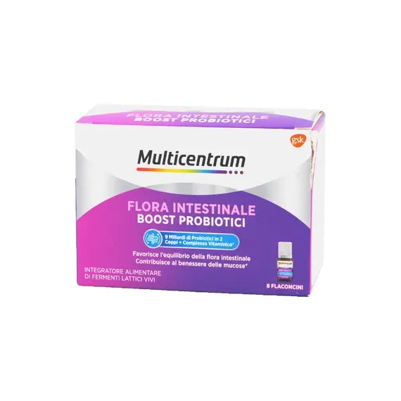 Multicentrum Flora Intestinale Boost Probiotici Integratore Alimentare di Fermenti Lattici 8 Flaconcini | Acquista Online su Farmaclick