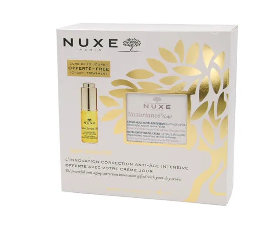Nuxe Cofanetto Offerta 10 Giorni Di Trattamento Super Serum 10 5Ml + Nuxuriance Gold Crema Olio Nutriente Fortificante 50 Ml