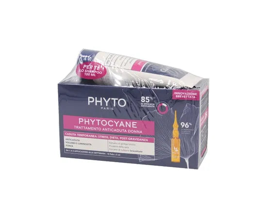 Phytocyane Trattamento Anticaduta Donna 12 Fiale Da 5 Ml+Shampoo Energizante 100Ml
