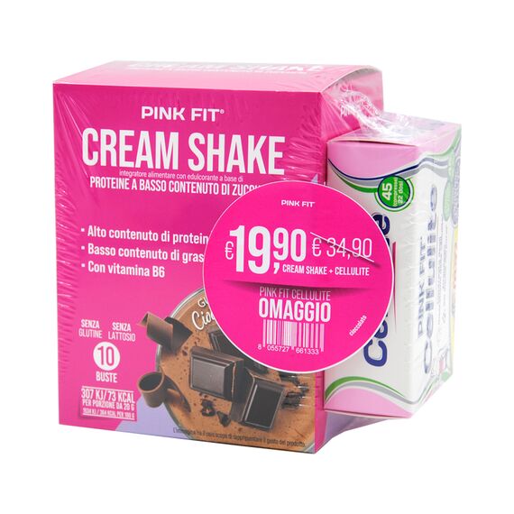 Proaction Pink Fit Cream Shake Integratore Proteico Gusto Cioccolato 10 Buste da 20 G + in Omaggio Pink Fit Cellulite 45 Compresse | Acquista Online su Farmaclick