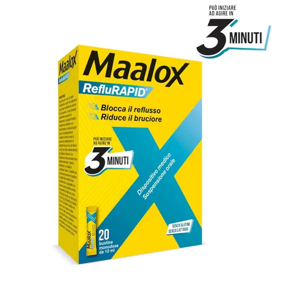 Sospensione Orale Maalox Reflurapid 20 Bustine Monodose da 10 Ml | Acquista Online su Farmaclick