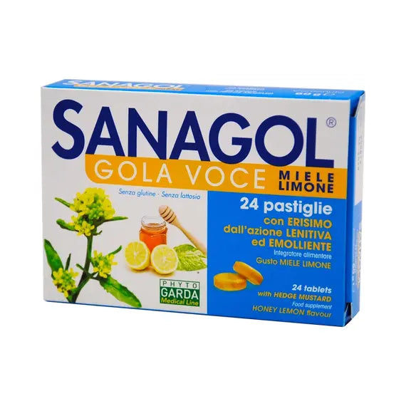 Sanagol Gola Voce Integratore Alimentare Gusto Miele Limone 24 Pastiglie | Acquista Online su Farmaclick