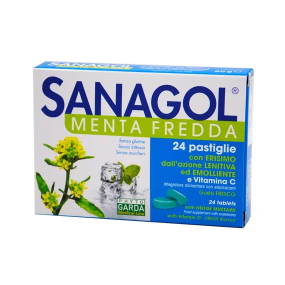 Sanagol Menta Fredda Integratore Alimentare Gusto Fresco 24 Pastiglie | Acquista Online su Farmaclick