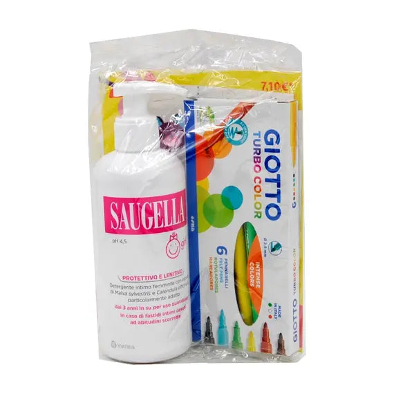 Saugella Girl Detergente Intimo 200 Ml + Omaggio Pennarelli Giotto Turbo Color | Acquista Online su Farmaclick