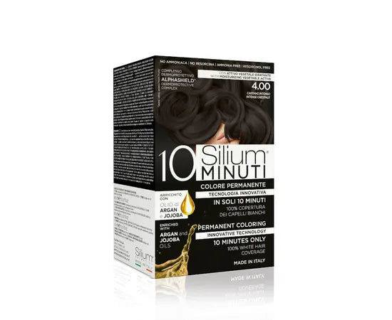 Silium 10 Minuten Permanente Färbung mit Argan- und Jojobaöl, Farbton Intensiv Kastanie 4.00