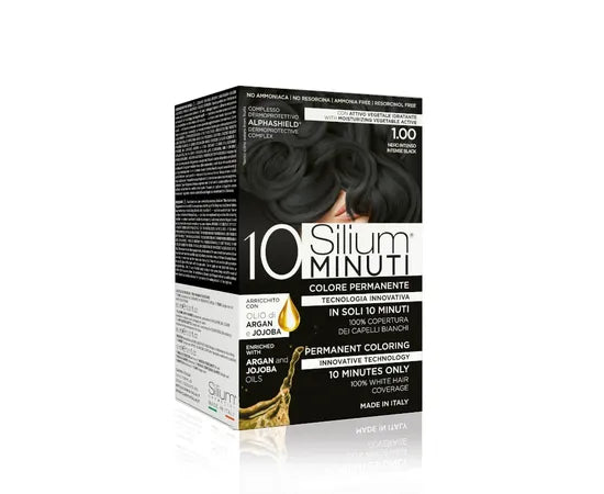 Silium 10 Minuten Permanente Haarfarbe mit Argan- und Jojobaöl Tiefschwarz 1.00