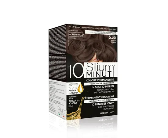 Silium 10 Minuten Permanente Haarfarbe mit Argan- und Jojobaöl Tabakbraun 5.35