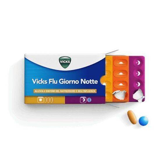 Vicks Flu Giorno Notte 12 + 4 Compresse Rivestite con Film | Acquista Online su Farmaclick