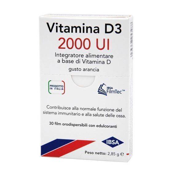 Vitamina D3 2000 Ui Integratore Alimentare con Vitamina D Gusto Arancia 30 Film Orodispersibili | Acquista Online su Farmaclick