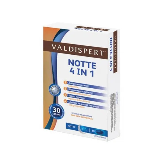 Valdispert Notte 4 in 1 Integratore Alimentare per il Riposo Notturno 30 Capsule Molli | Acquista Online su Farmaclick