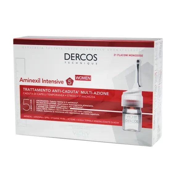 Vichy Dercos Aminexil Intensive 5 Anti-Haarausfall-Kur für Frauen, 21 Ampullen