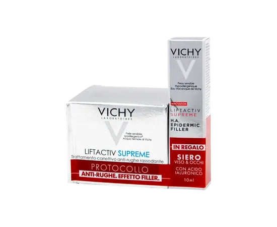 Vichy Liftactiv Supreme Anti-Falten Gesichtscreme Trockene Haut 50 ml + Gratis 10 ml Gesichts- und Augenserum