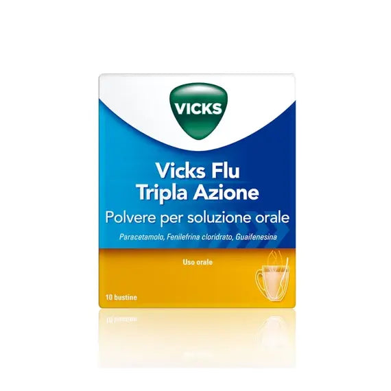 Vicks Flu Tripla Azione Polvere per Soluzione Orale 10 Bustine | Acquista Online su Farmaclick