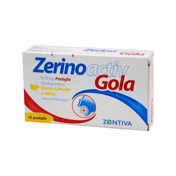 Zerinoactiv Gola Flurbiprofene 16 Pastiglie Gusto Limone e Miele | Acquista Online su Farmaclick
