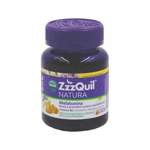 Vicks Zzzquil Natura Integratore Naturale per il Sonno con Melatonina 30 Pastiglie Gommose Gusto Mango & Banana | Acquista Online su Farmaclick