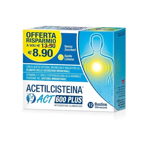 Acetilcisteina Act Plus Nac 600 12 Bustine Effervescenti Agrumi | Acquista Online su Farmaclick