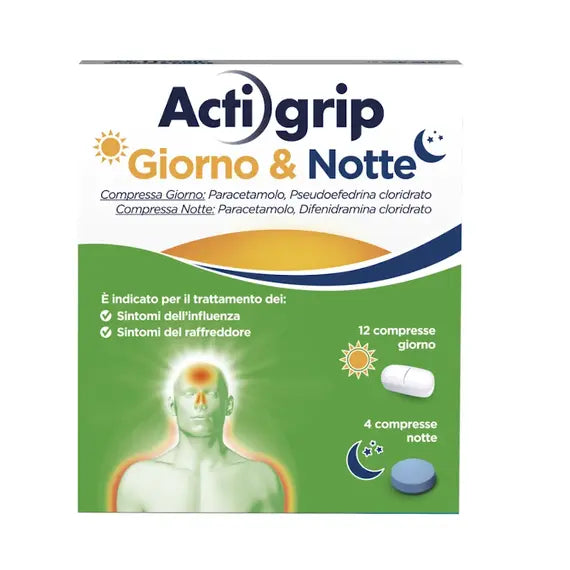 Actigrip Giorno & Notte 12 + 4 Compresse | Acquista Online su Farmaclick