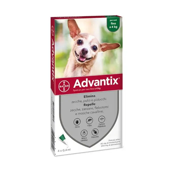 Bayer Advantix Spot On 4 Pipette per Cani Fino 4kg | Acquista Online su Farmaclick