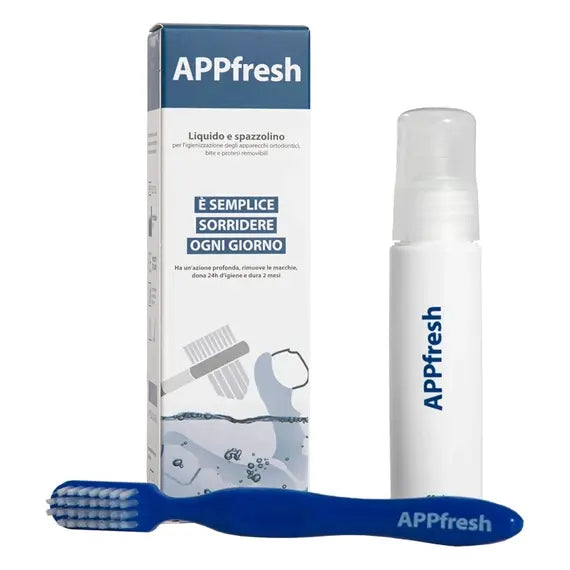 Appfresh per la Pulizia degli Apparecchi Ortodontici, Bite e Protesi Removibili 60 Ml con Spazzolino | Acquista Online su Farmaclick