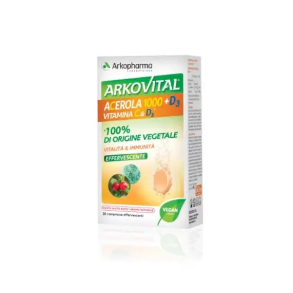 Arkopharma Arkovital Acerola 1000 + D3 Integratore Naturale Vitalitã Immunitã 20 Compresse Effervescenti | Acquista Online su Farmaclick