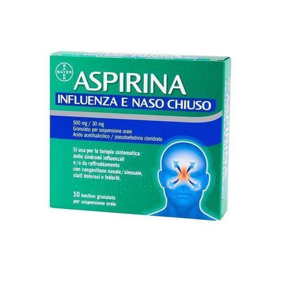 Aspirina Influenza e Naso Chiuso 10 Bustine 500 Mg/30mg | Acquista Online su Farmaclick