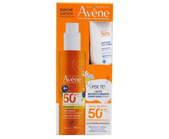 Avène Spray Bambino Protezione Molto Alta SPF50+ 200ml + Latte Doposole Ristrutturante 50ml