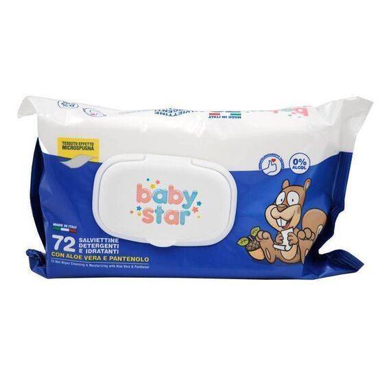 Baby Star 72 Salviette Detergenti e Idratanti con Aloe Vera e Pantenolo | Acquista Online su Farmaclick