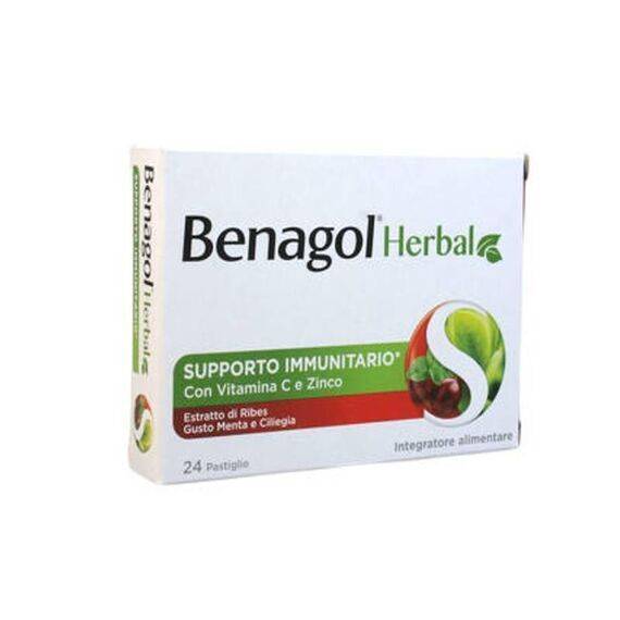 Benagol Herbal Integratore Alimentare per il Supporto Immunitario 24 Pastiglie Gusto Menta e Ciliegia | Acquista Online su Farmaclick