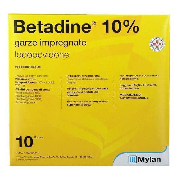 Betadine 10 Garze Impregnate 10x10cm 250 Mg | Acquista Online su Farmaclick