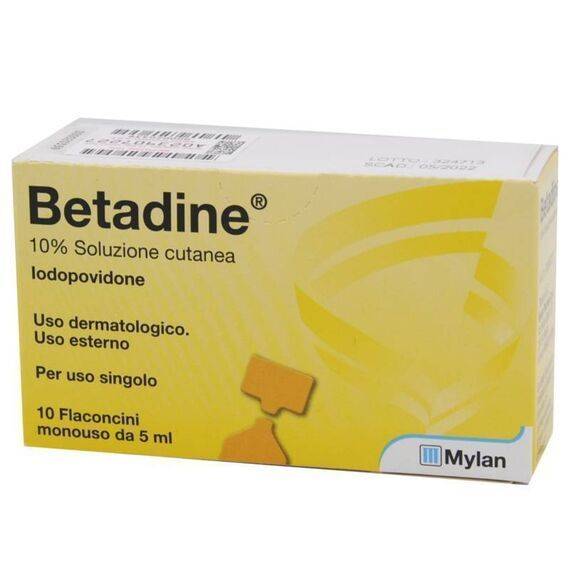 Betadine 10% Soluzione Cutanea Disinfettante 10 Flaconcini Monouso da 5ml | Acquista Online su Farmaclick