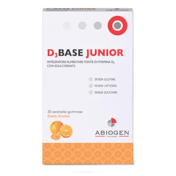 D3 Base Junior Integratore di Vitamina D3 Gusto Arancia 30 Caramelle | Acquista Online su Farmaclick