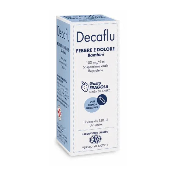 Decaflu Febbre e Dolore Sciroppo Bambini 100 Mg/5 Ml Gusto Fragola 150 Ml | Acquista Online su Farmaclick