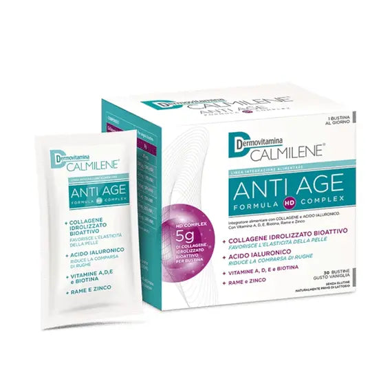 Dermovitamina Calmilene Antiage Ia a Base di Collagene e Acido Ialuronico Polvere 30 Bustine Gusto Vaniglia | Acquista Online su Farmaclick
