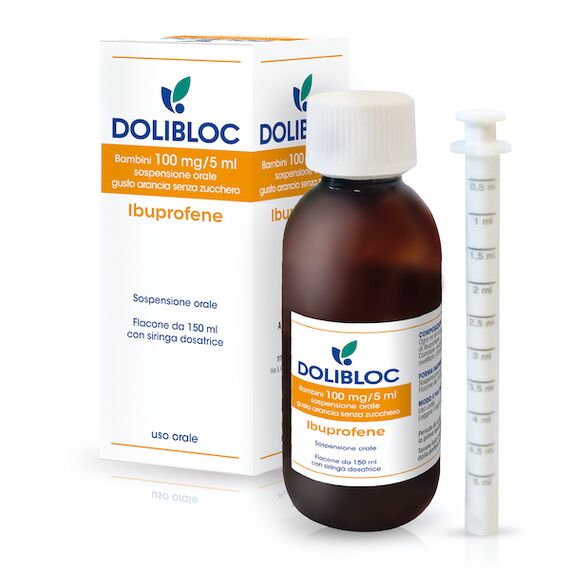 Dolibloc Bambini 100 mg 5 ml Ibuprofene gusto arancia  150 ml