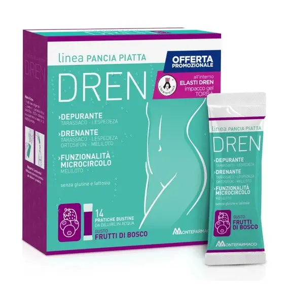 Dren Pancia Piatta Frutti di Bosco 14 Bustine + Omaggio Elastidren Gel Torba 100ml | Acquista Online su Farmaclick