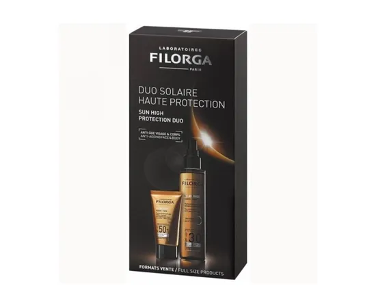 Filorga Duo Solaire Haute Protection UV Bronze VisoSpf50+ 40 ml e Olio Solare Anti Età Accelleratore di Abbronzatura Spf30 150ml