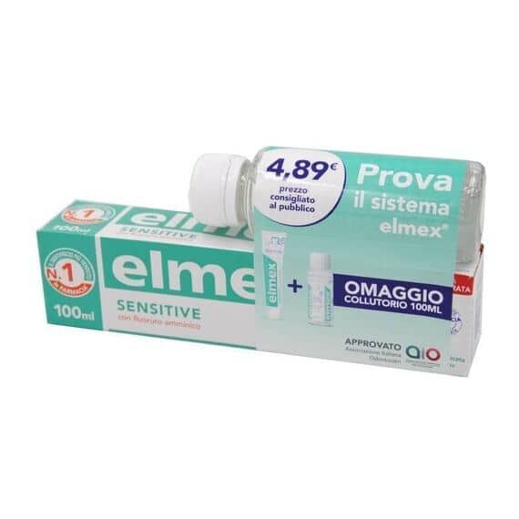 Elmex Sensitive Dentifricio per Denti Sensibili 100 Ml + Collutorio Elmex Denti Sensibili da 100 Ml in Omaggio | Acquista Online su Farmaclick