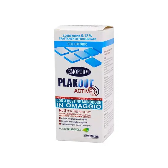 Emoform Plakout Active Collutorio 0,12 % Clorexidina 200 Ml + 3 Bustine | Acquista Online su Farmaclick